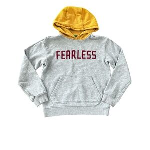 Boys Gray sweater with mustard color hood